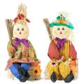 Invernaculo 26 x 12 x 11 in. Garden Scarecrows Sitting on Hay Bale Decor, Multi Color, 2PK IN2482540